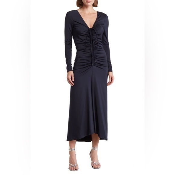 Veronica Beard Dresses & Skirts - NEW Veronica Beard Dress Gilbert Ruched Long Sleeve V-neck navy blue with tags